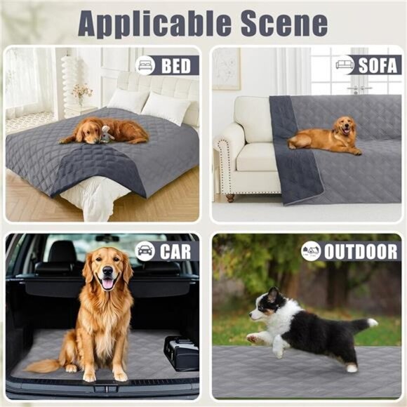 GRAY Waterproof Dog Bed Cover Blanket 68x82 Soft Reversible Pet Blanket Comfy NW - Picture 5 of 7